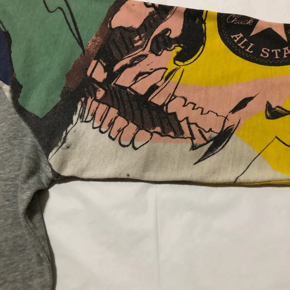 Converse Women’s Graphic Print 3/4 Sleeve Raglan Baseball Grey T-shirt XL - Picture 6 of 11